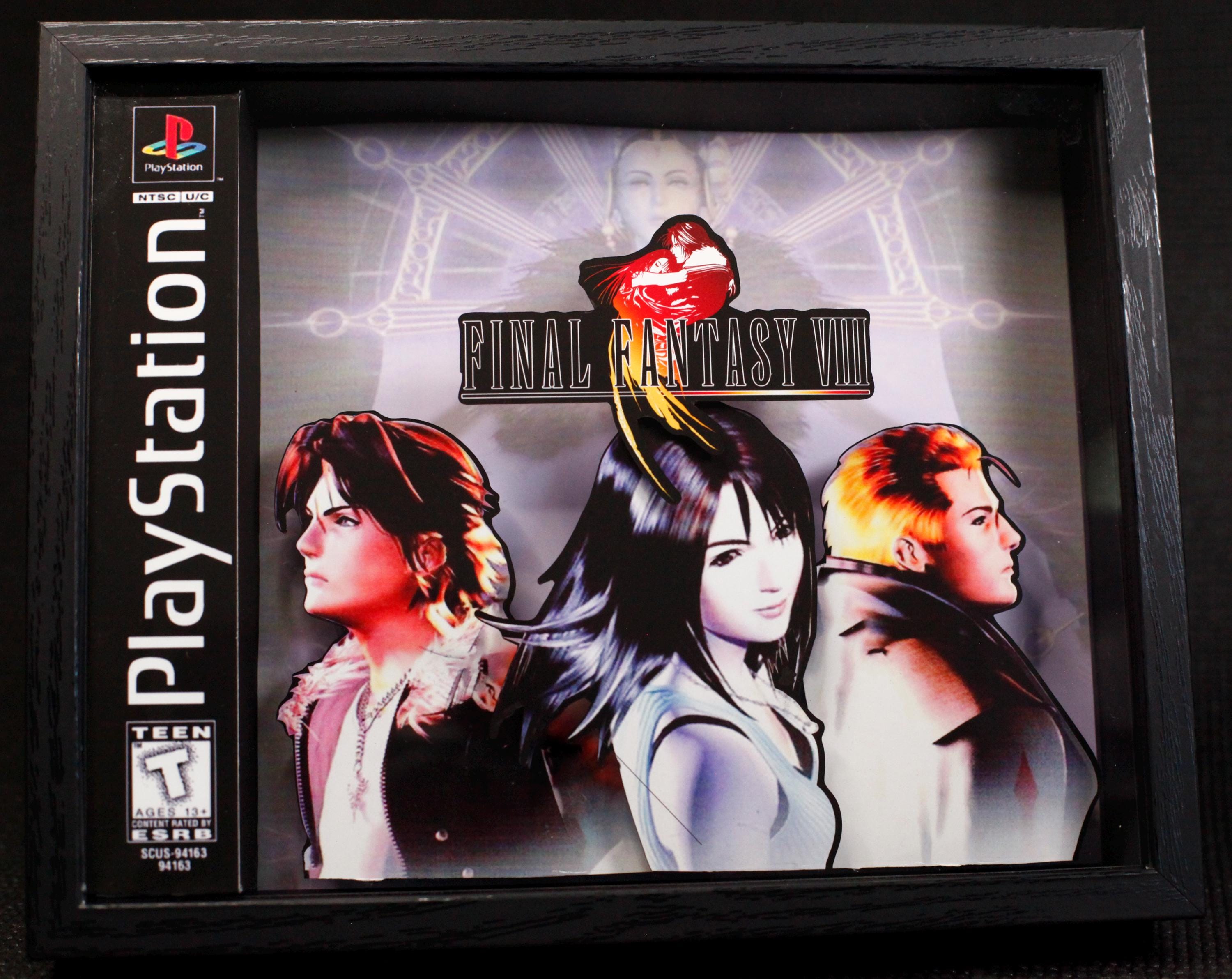 Final Fantasy VIII Cover Art- 3D Shadow Box for Gamers | Handmade Wall Art | Unique Gaming Gift | Retro Video Game Decor