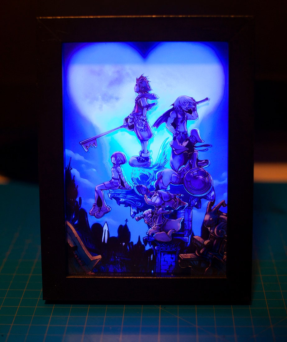Kingdom Hearts Shadowbox Diorama Video game Night light, Video game Lightbox, Amazing gift for birthday, Christmas, Shade Lamp