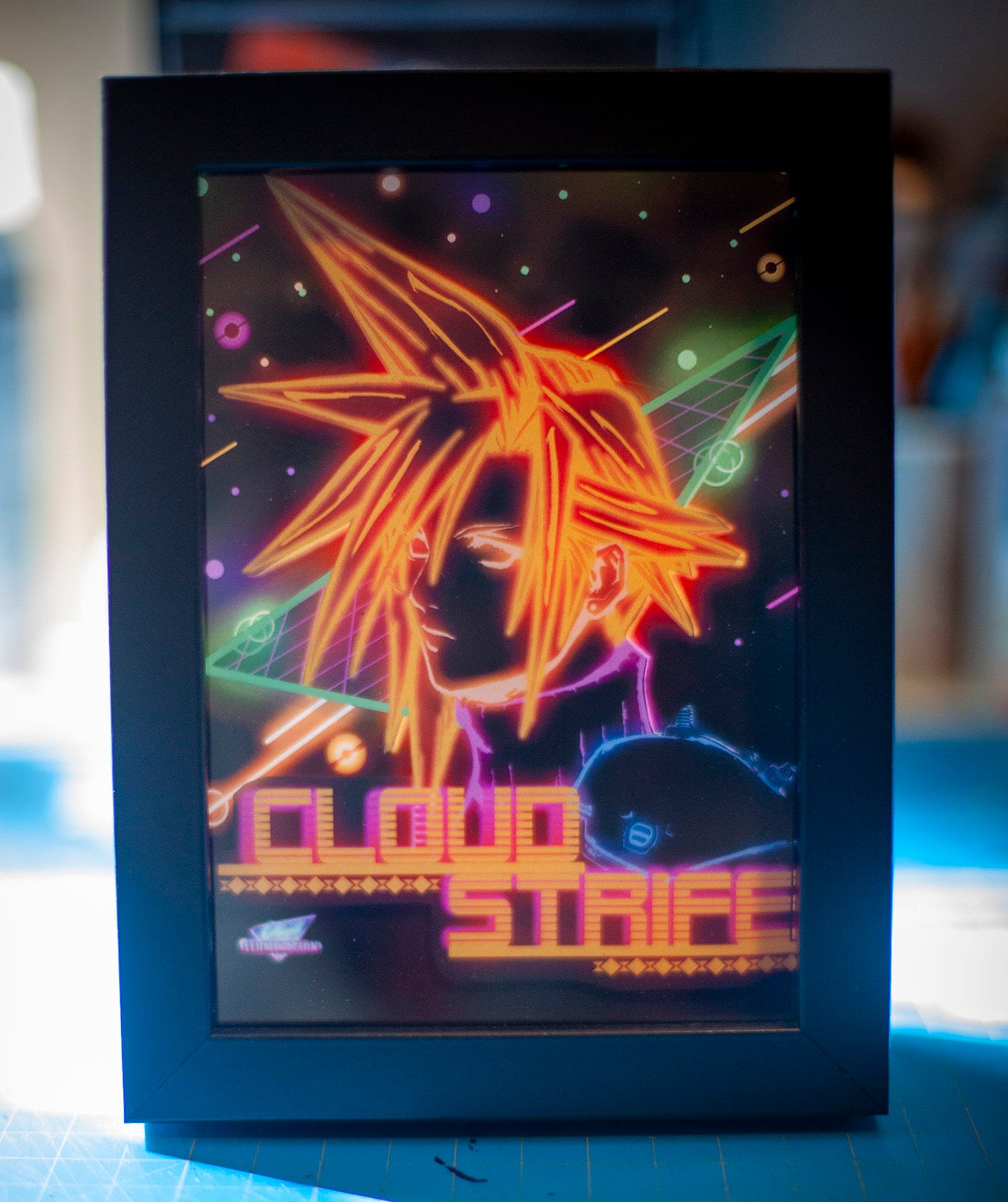 Final Fantasy 7 Cloud, LED Shadowbox Diorama
