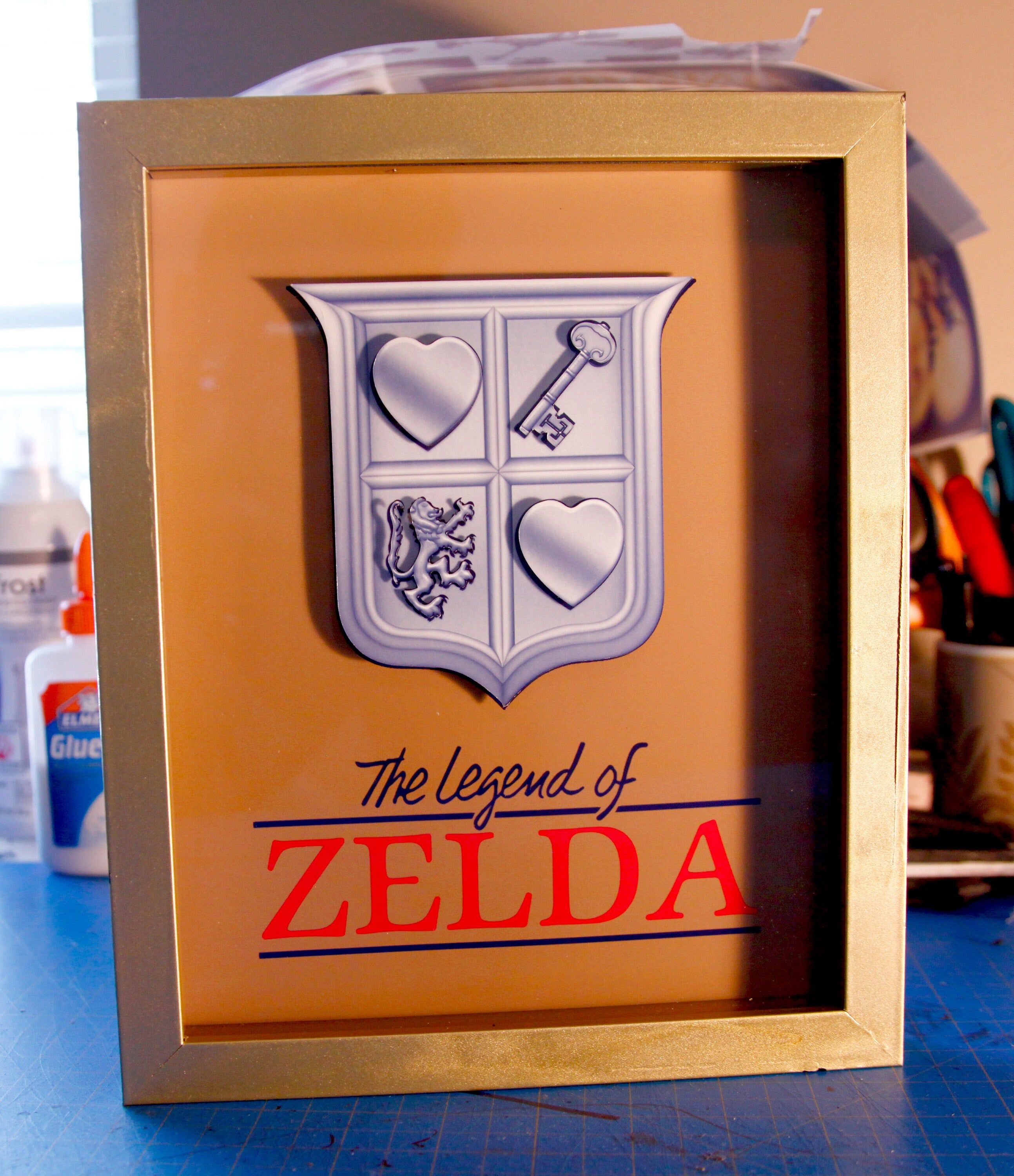 Legend of Zelda Nes Gold Videogame Shadowbox