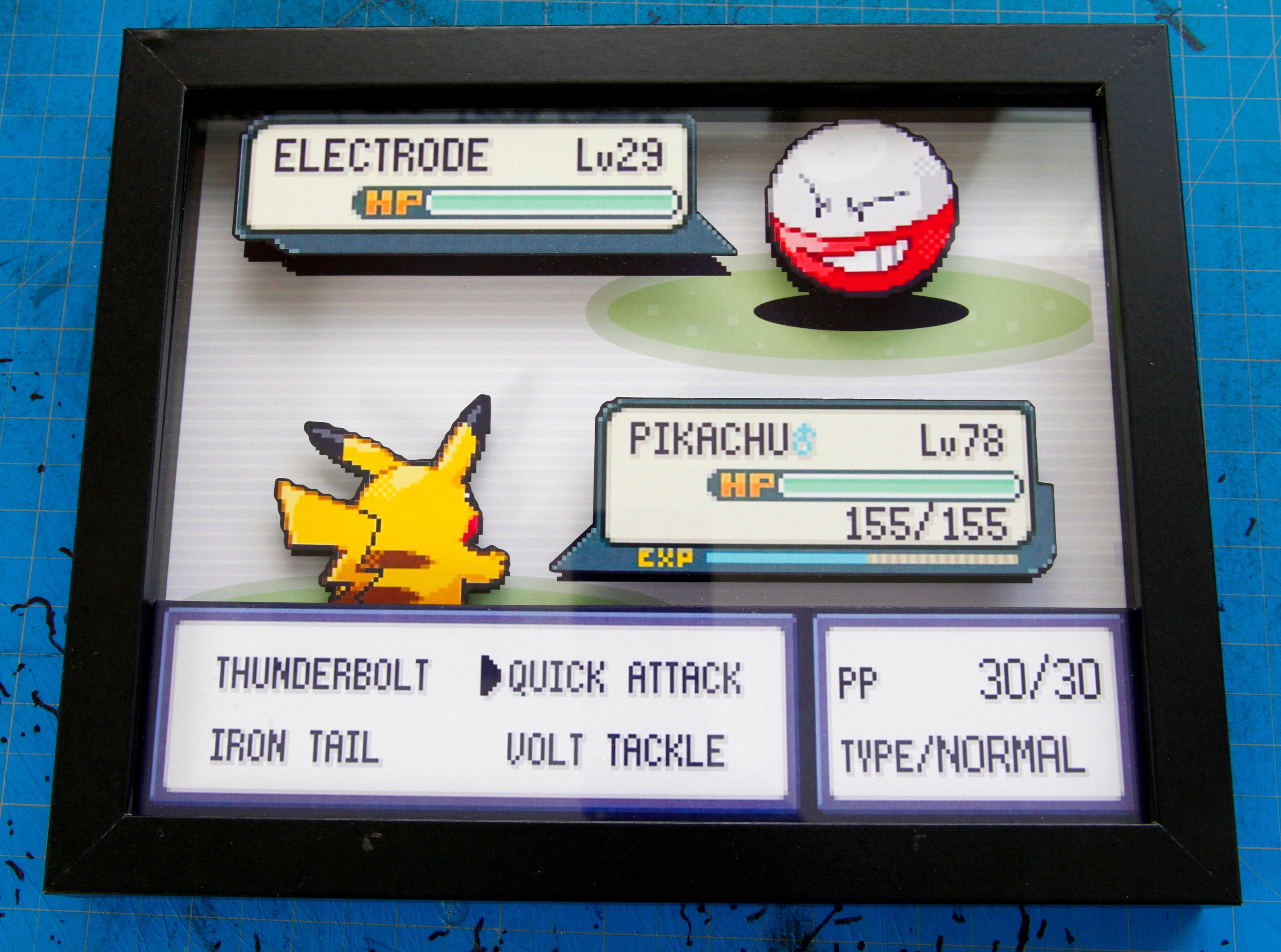 Pokemon Pikachu vs. Electrode 3d shadow box diorama