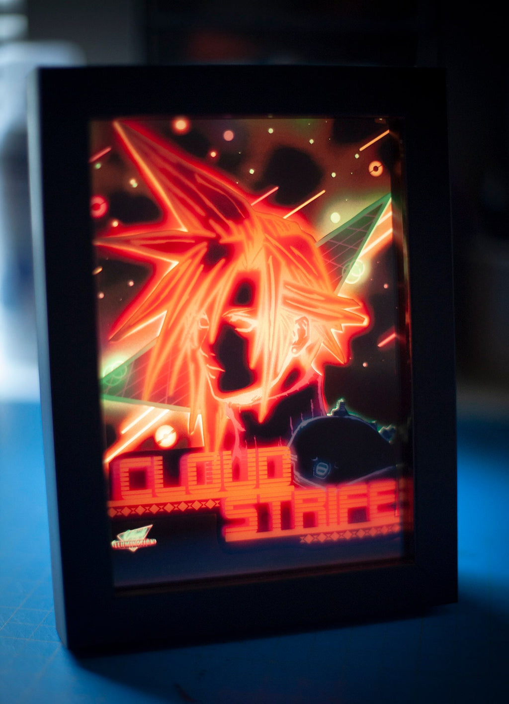 Final Fantasy 7 Cloud, LED Shadowbox Diorama