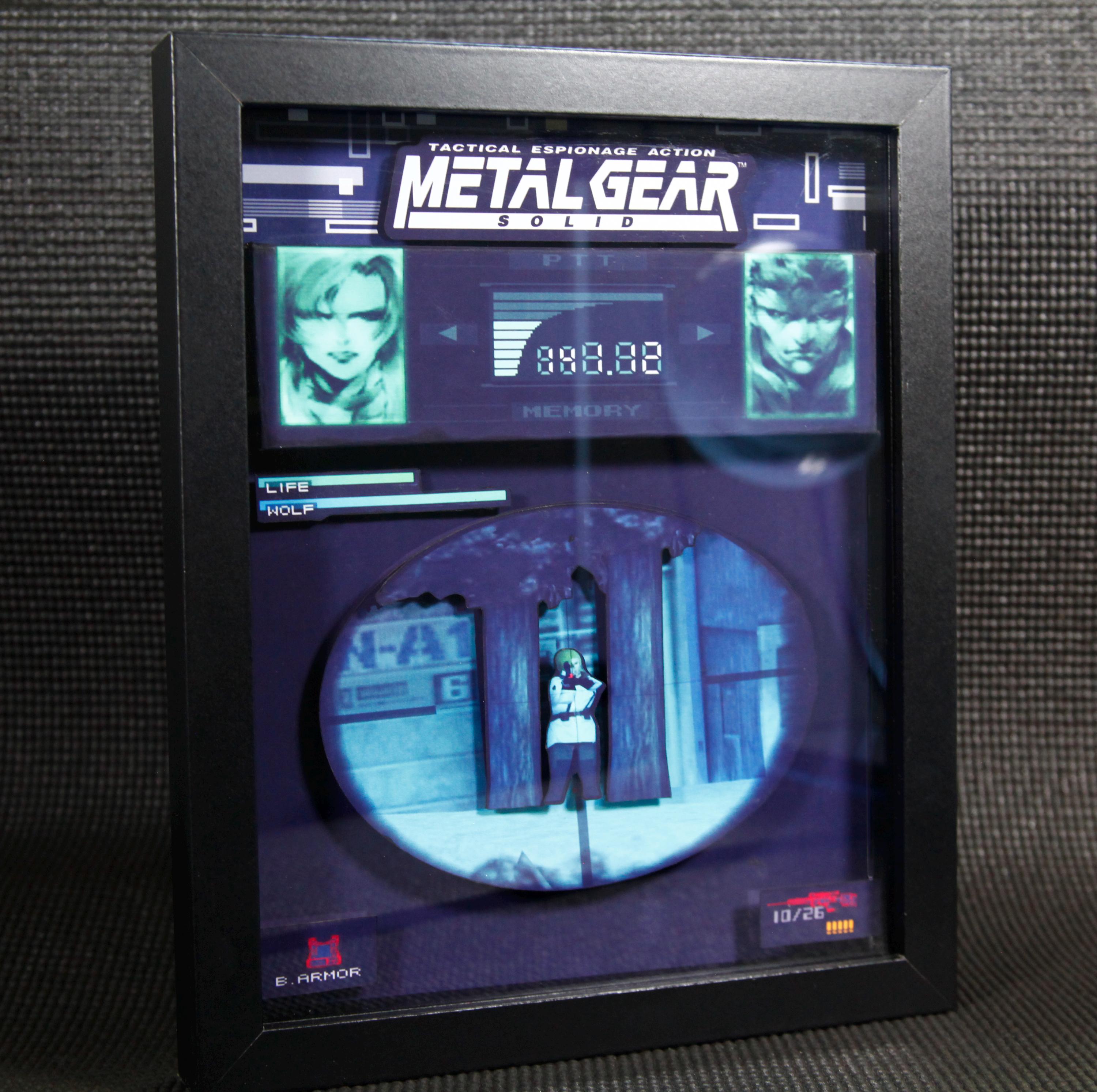 Solid Snake Sniper Wolf 3D shadow box| Metal Gear Solid | Wall Decor | Gift for Gamers | Classic Games |Unique Gaming gift| |birthday idea |
