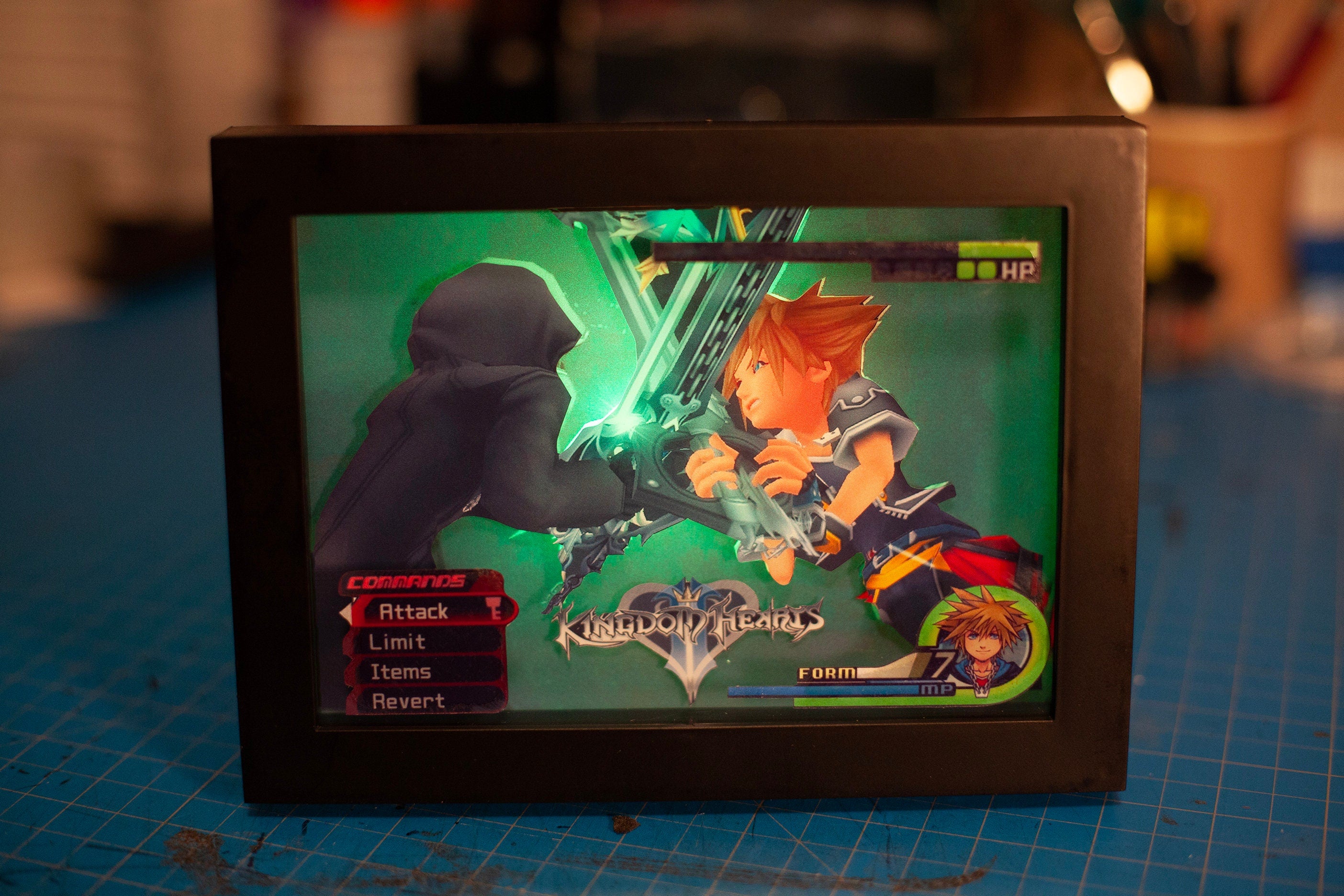 New!! Kingdom Hearts Shadowbox Sora vs. Roxas Kingdom Hearts 3d shadowbox illuminated wall art| videogame shadowbox|gifts for him and her|