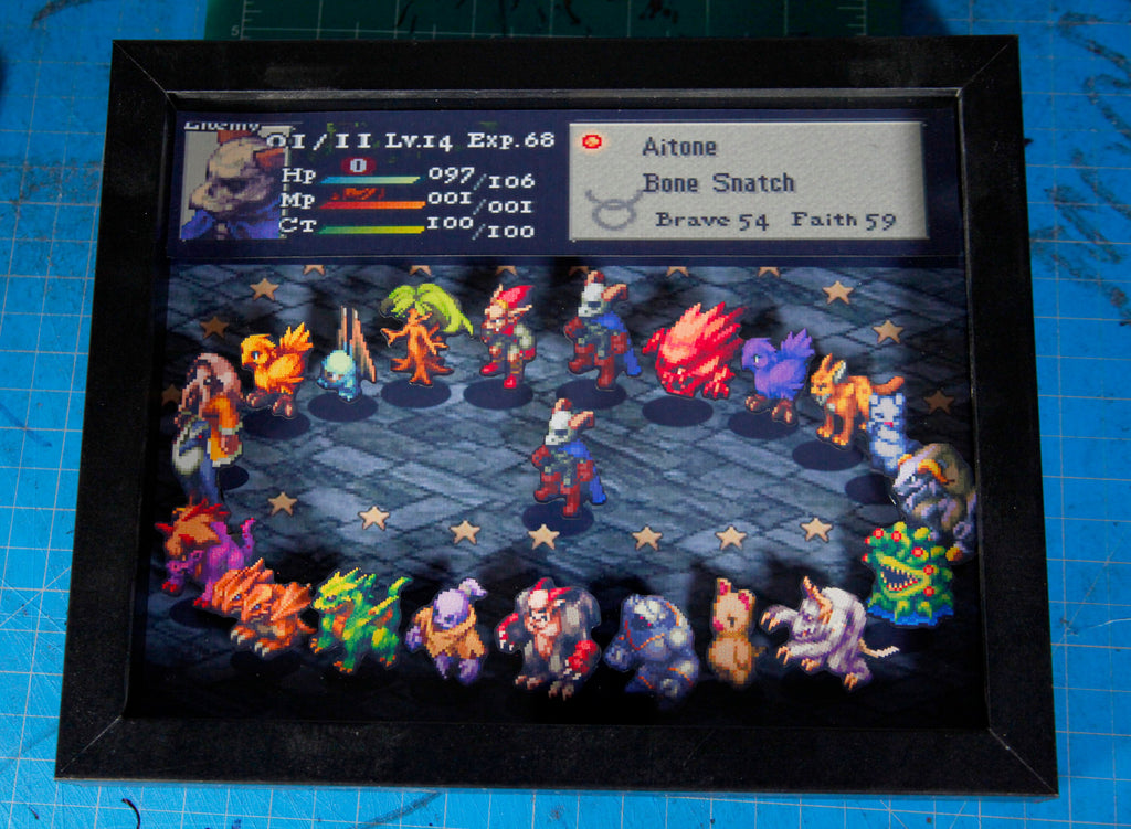 Final Fantasy Tactics Enemies 3D Shadowbox •  Handmade Diorama • Handmade Gift • Video game Art • Video game Gifts •