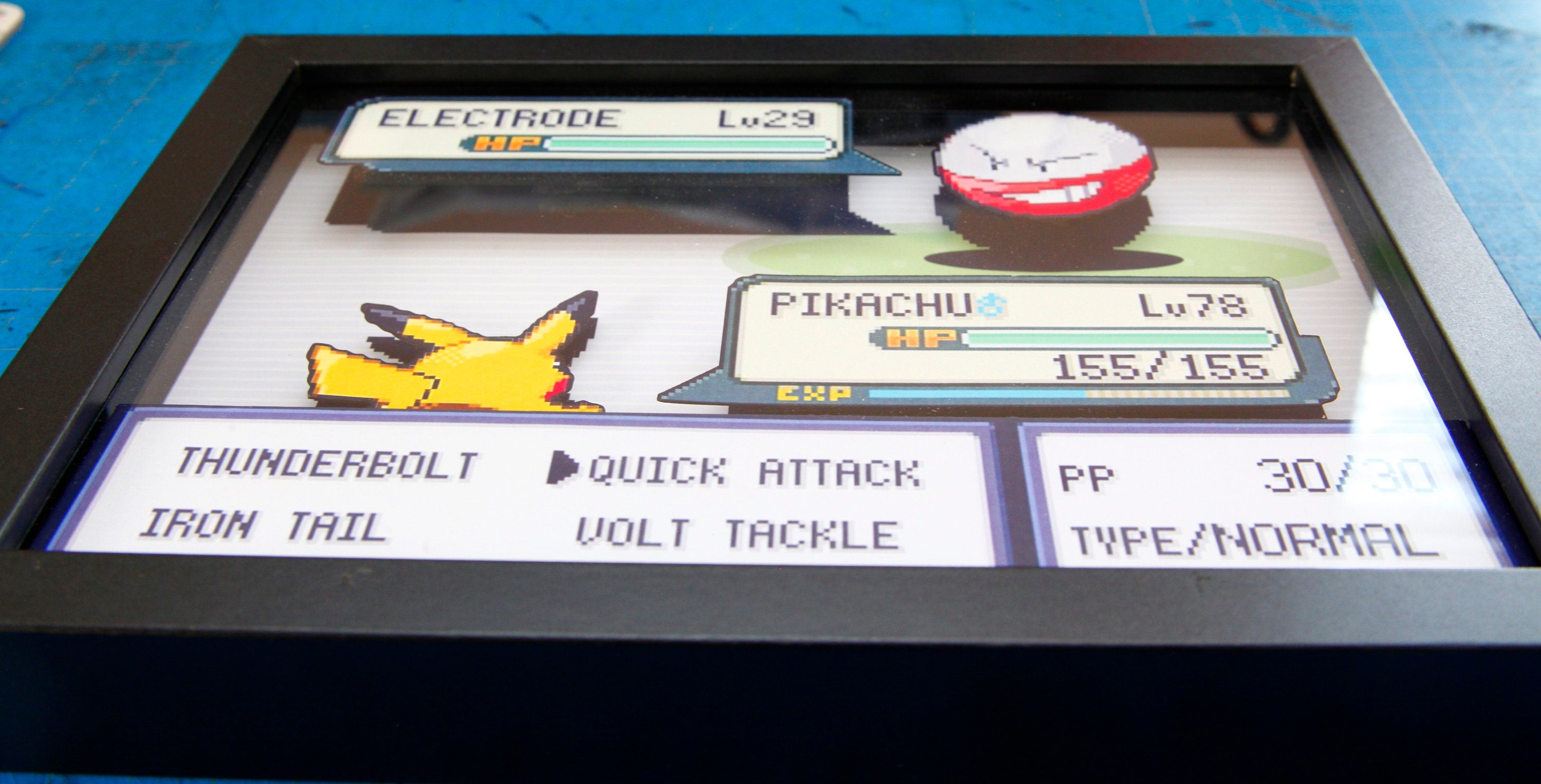 Pokemon Pikachu vs. Electrode 3d shadow box diorama