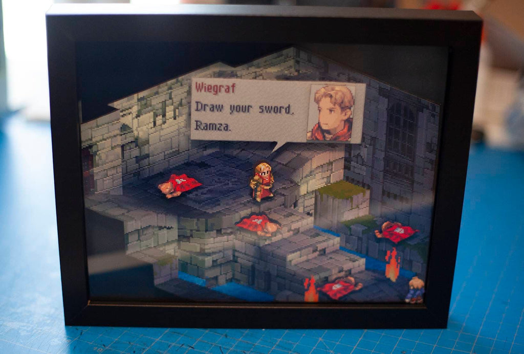 Final Fantasy Tactics Ramza vs Wiegraf Battle 3D Shadowbox Diorama | gifts for him| Gifts for her | birthday | Christmas|