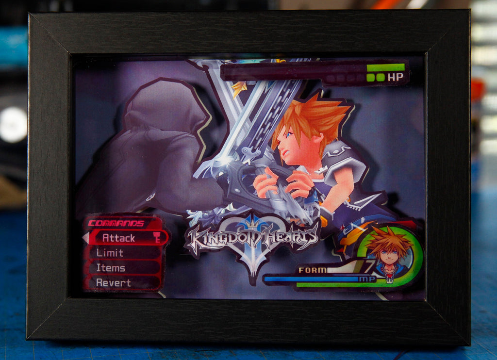 New!! Kingdom Hearts Shadowbox Sora vs. Roxas Kingdom Hearts 3d shadowbox illuminated wall art| videogame shadowbox|gifts for him and her|