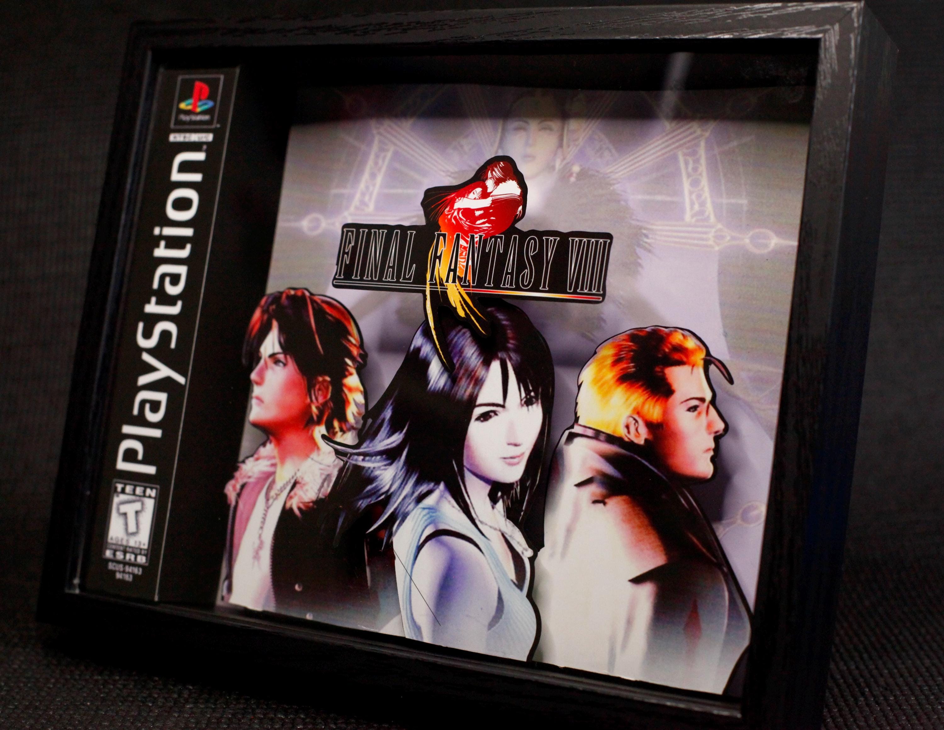 Final Fantasy VIII Cover Art- 3D Shadow Box for Gamers | Handmade Wall Art | Unique Gaming Gift | Retro Video Game Decor