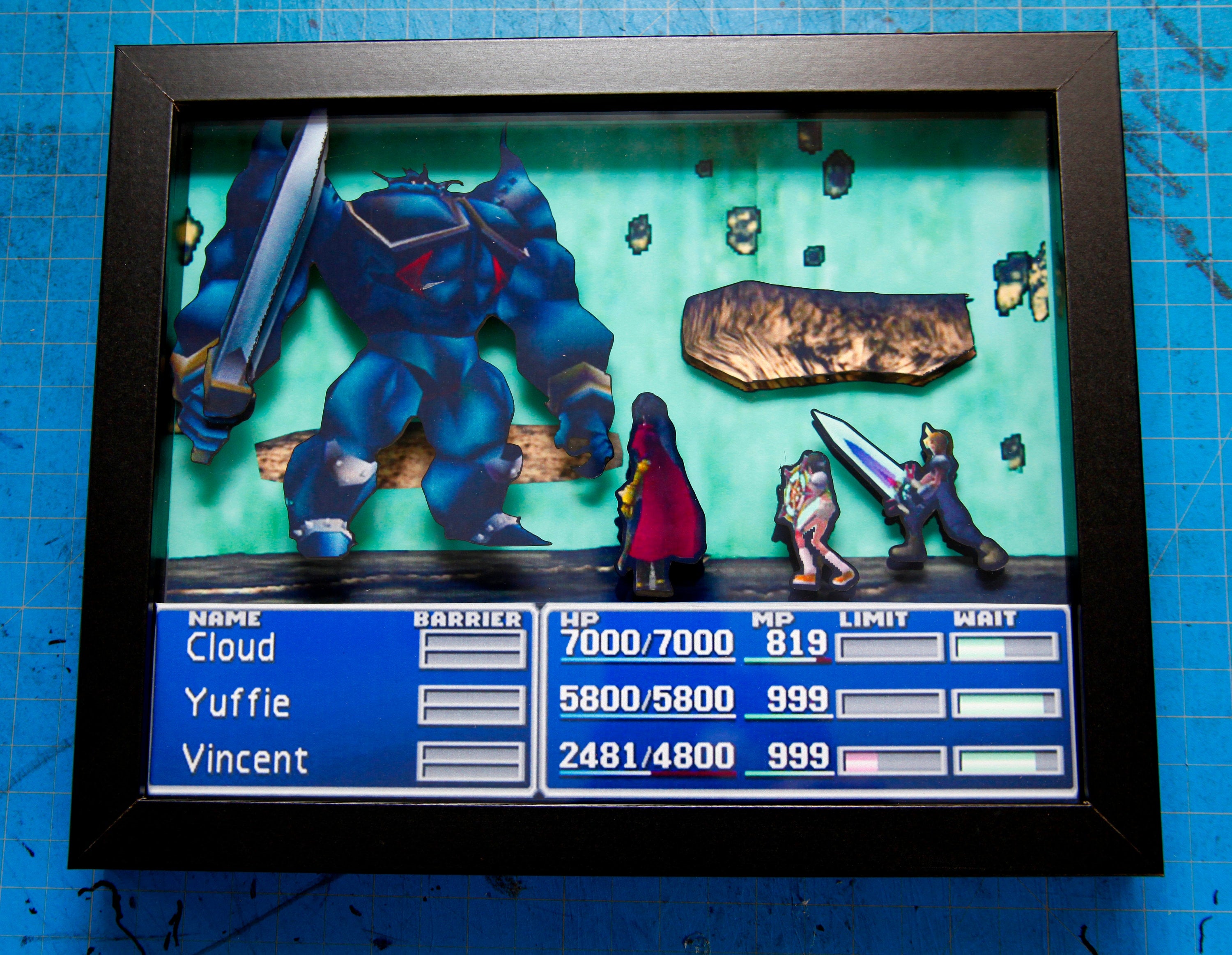 Final Fantasy VII Boss Battle - 3D Shadow Box for Gamers | Handmade Wall Art | Unique Gaming Gift | Retro Video Game Decor