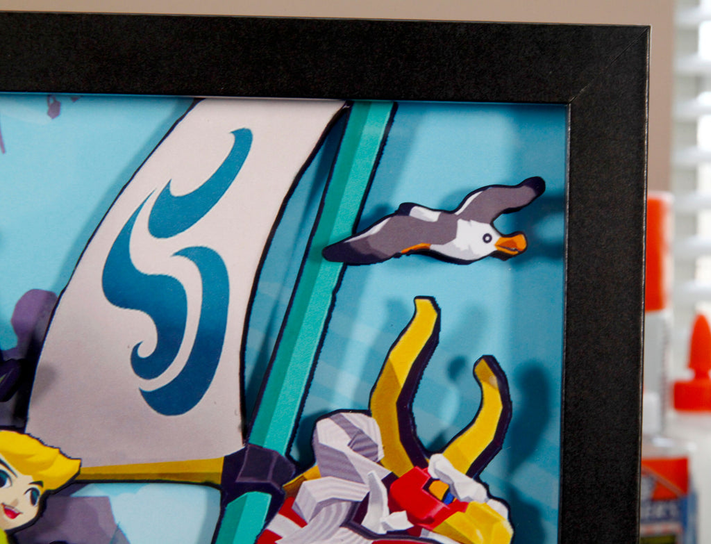Legend of Zelda, Windwaker, 3D shadow box, video game decor, gaming art, collector's item