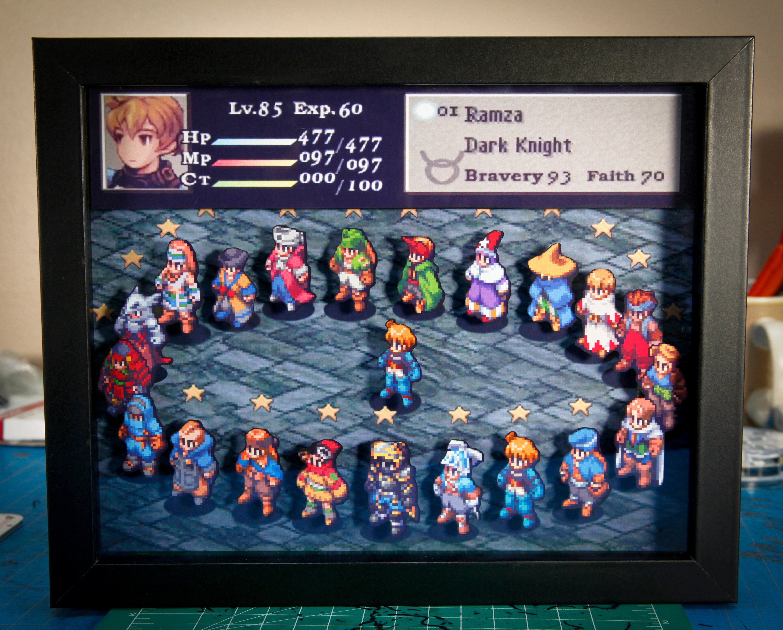 Final Fantasy Tactics 3D Shadow Box + sticker bundle • Handmade Diorama • Handmade Gift • Video game Art •  Video game Gifts