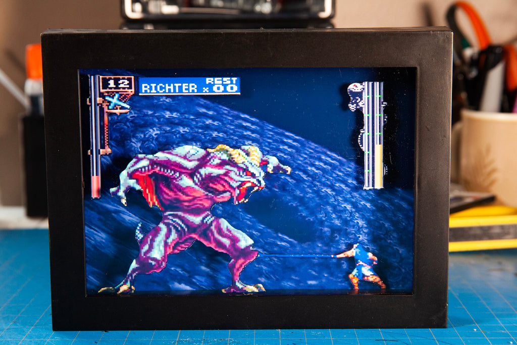 Castlevania Symphony of The Night 3D Shadowbox | Retro games| Unique gifts| Unique game ideas |Handmade art| video game art | Gift ideas